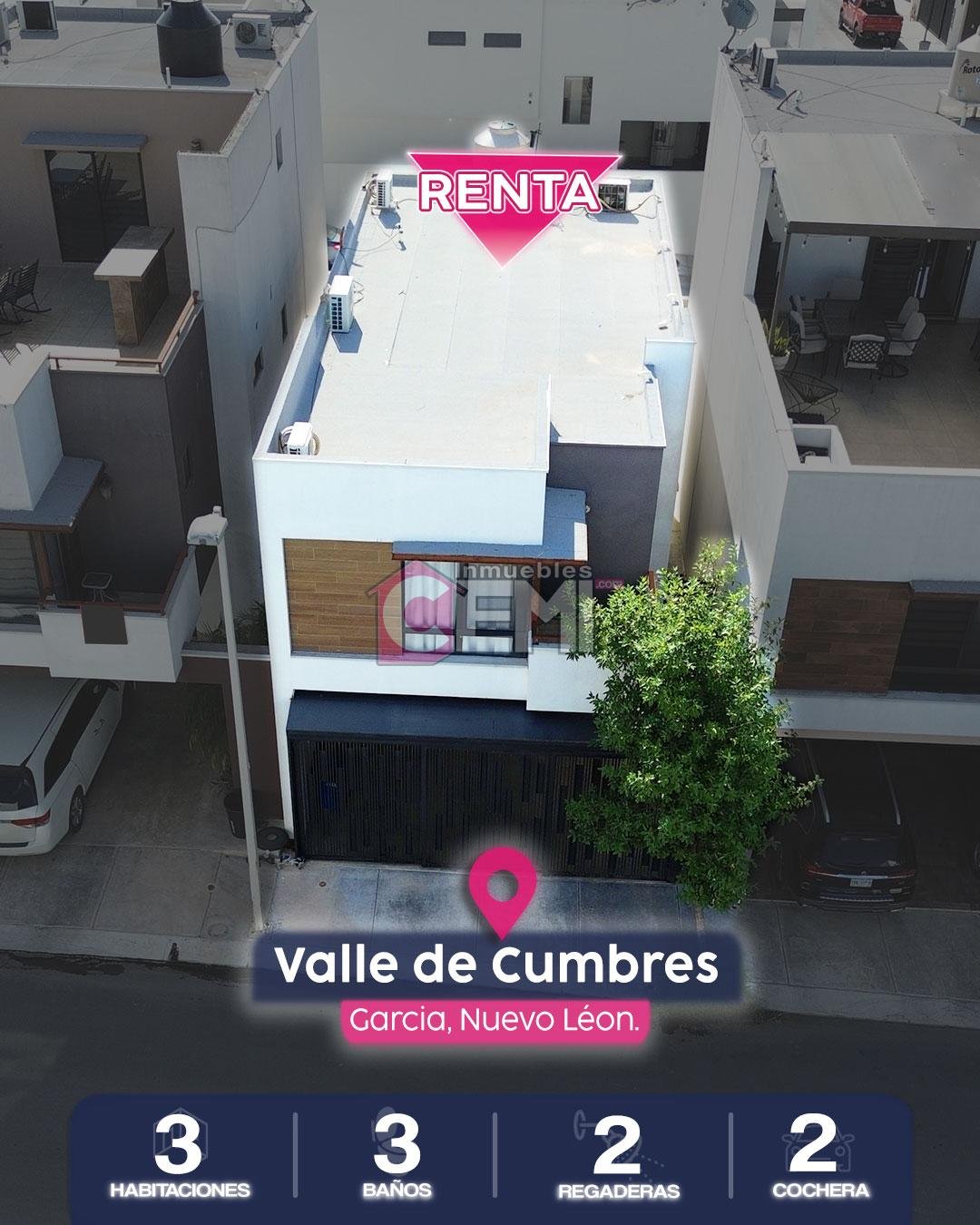 Valle de cumbres, casa en renta amueblada, sin vecino al frente, garcia nuevo leon casa en renta