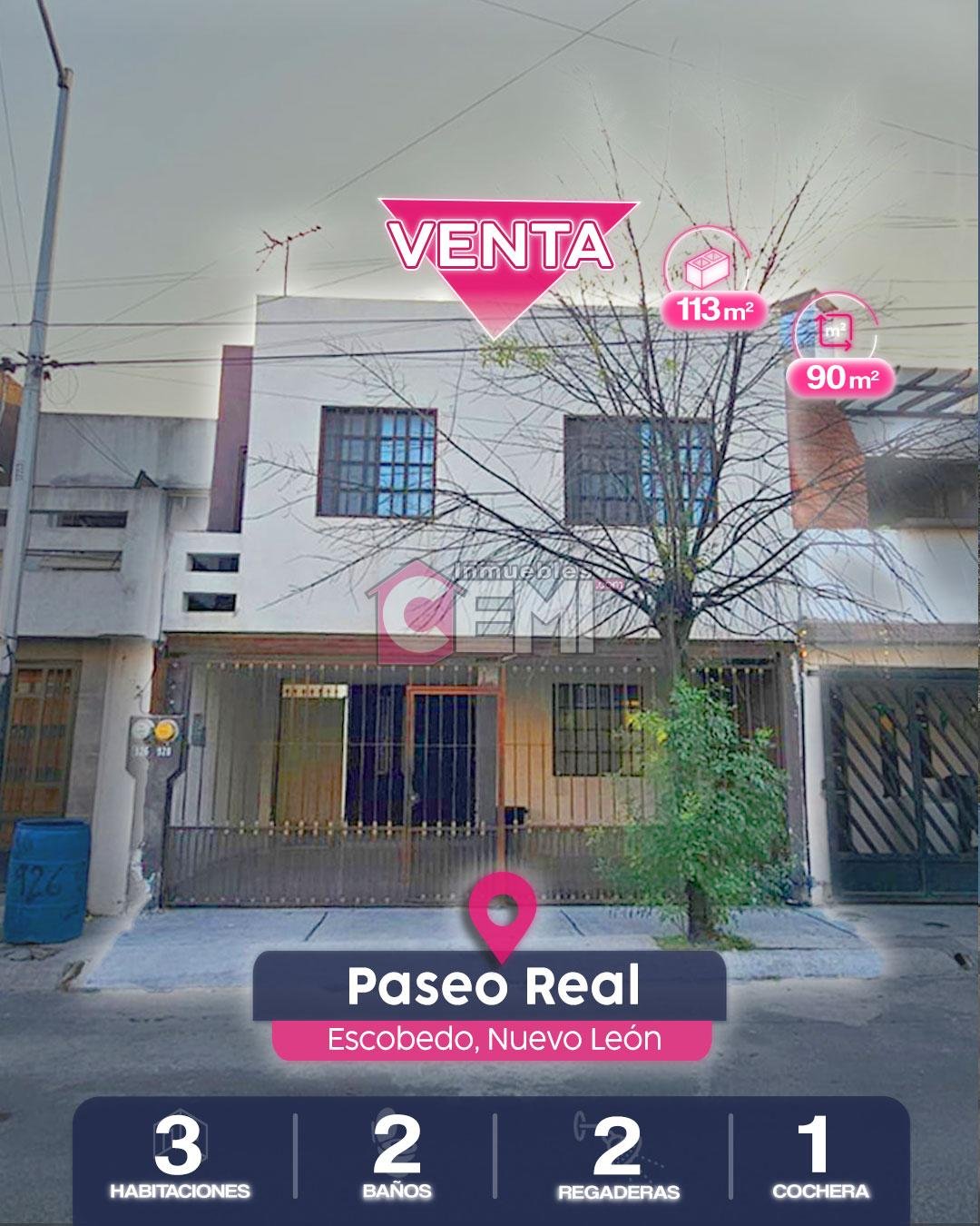 Distribucion Sala, comedor, cocina de casa en venta en paseo real en escobedo nuevo leon